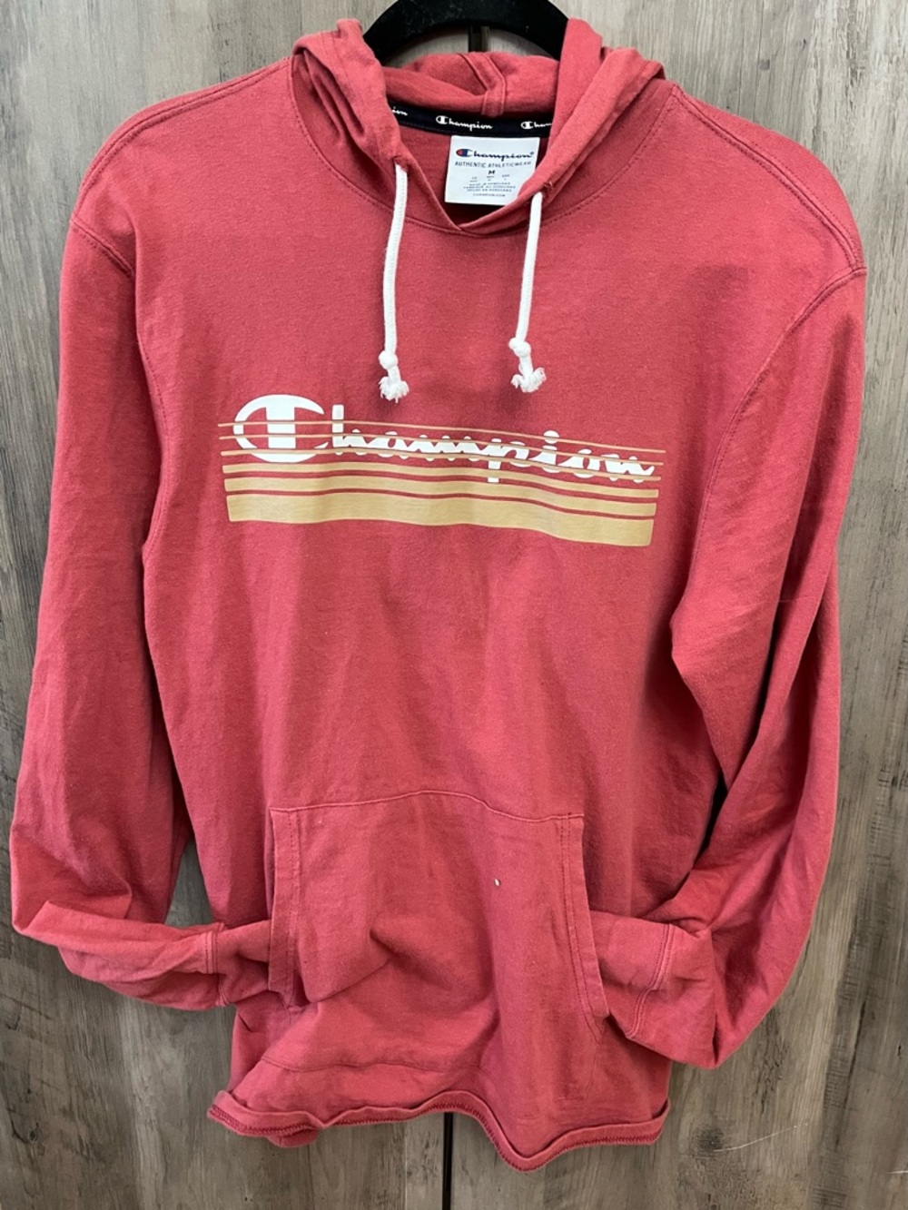 Champion Women’s Coral Red Logo Hoodie